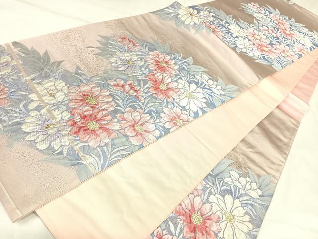 平和屋着物◎六通柄袋帯　唐織　草花づくし　金銀糸　正絹　逸品　AABK4713yx