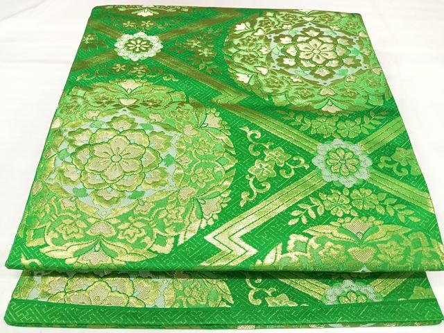 平和屋着物◎六通柄袋帯　松皮菱花文　金糸　正絹　逸品　AABK4717yx