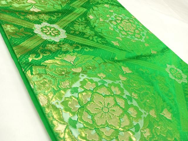 平和屋着物◎六通柄袋帯　松皮菱花文　金糸　正絹　逸品　AABK4717yx