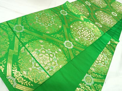 平和屋着物◎六通柄袋帯　松皮菱花文　金糸　正絹　逸品　AABK4717yx