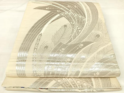 平和屋着物◎両面六通柄袋帯　唐織　孔雀　金銀糸　正絹　逸品　AABK4718yx