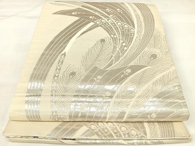 平和屋着物◎両面六通柄袋帯　唐織　孔雀　金銀糸　正絹　逸品　AABK4718yx