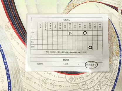 平和屋着物◎両面六通柄袋帯　唐織　孔雀　金銀糸　正絹　逸品　AABK4718yx