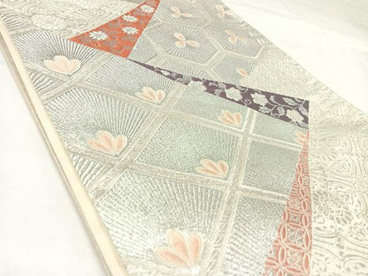 平和屋着物◎六通柄袋帯　唐織　松　金銀糸　正絹　逸品　AABK4724yx