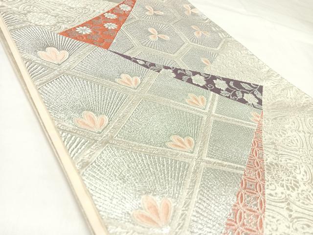 平和屋着物◎六通柄袋帯　唐織　松　金銀糸　正絹　逸品　AABK4724yx
