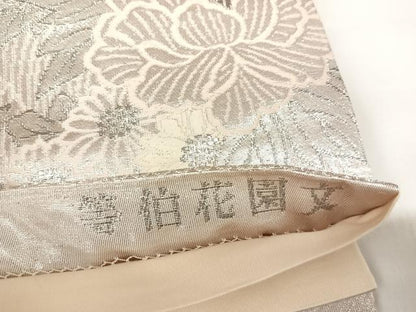 平和屋着物◎六通柄袋帯　唐織　等伯花園文　プラチナ箔　正絹　逸品　AABK4731yx