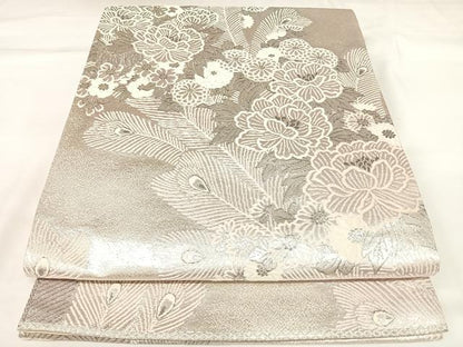 平和屋着物◎六通柄袋帯　唐織　等伯花園文　プラチナ箔　正絹　逸品　AABK4731yx