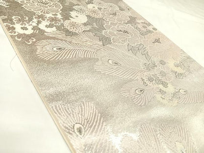 平和屋着物◎六通柄袋帯　唐織　等伯花園文　プラチナ箔　正絹　逸品　AABK4731yx
