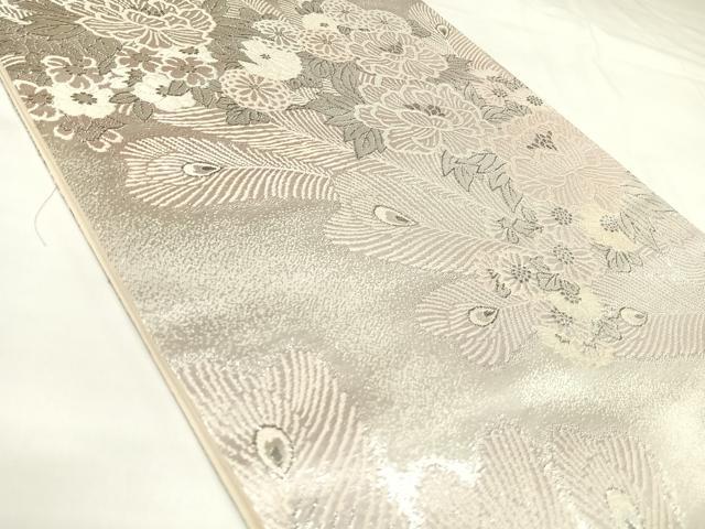 平和屋着物◎六通柄袋帯　唐織　等伯花園文　プラチナ箔　正絹　逸品　AABK4731yx