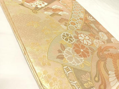 平和屋着物◎佐賀錦　六通柄袋帯　花蝶文　金糸　正絹　逸品　AABK4737yx