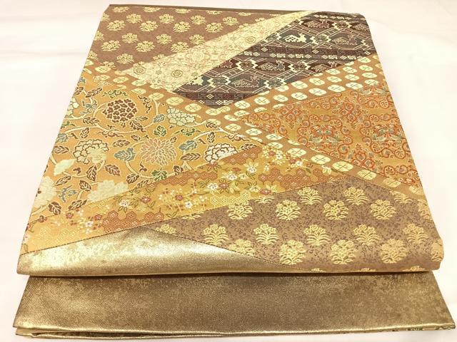 平和屋着物◎太鼓柄袋帯　有栖川文様　名物裂　金糸　引箔　正絹　逸品　AABK4738yx