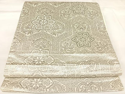 平和屋着物◎六通柄袋帯　毘沙門亀甲花文　プラチナ二重箔　正絹　逸品　AABK4754yx
