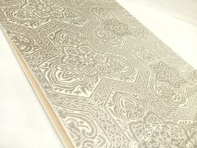 平和屋着物◎六通柄袋帯　毘沙門亀甲花文　プラチナ二重箔　正絹　逸品　AABK4754yx