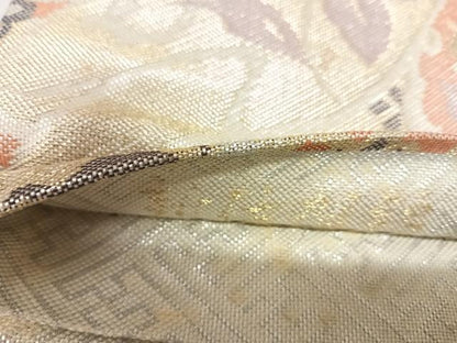 平和屋着物◎新佐賀錦　六通柄袋帯　花唐草文　金銀糸　正絹　逸品　AABK4765yx