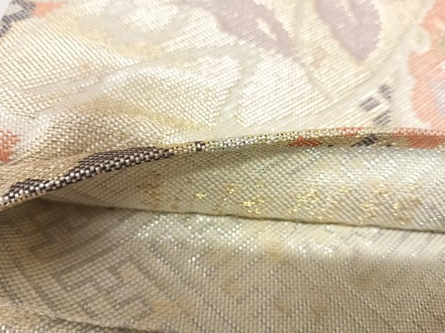 平和屋着物◎新佐賀錦　六通柄袋帯　花唐草文　金銀糸　正絹　逸品　AABK4765yx