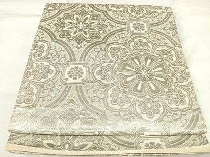 平和屋着物◎六通柄袋帯　正倉院花文　プラチナ箔二重織　正絹　逸品　AABK4766yx