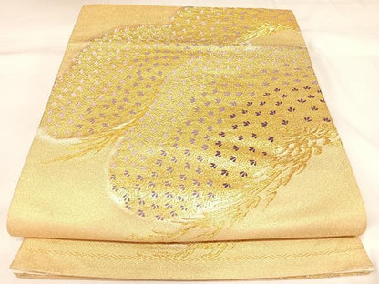 平和屋着物◎六通柄袋帯　唐織　松　金糸　正絹　逸品　AABK4773yx