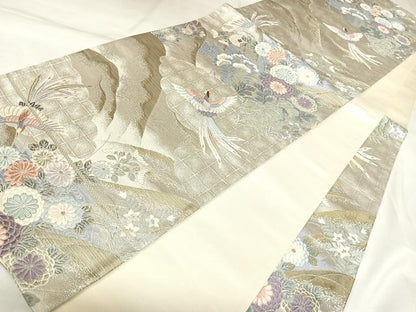 平和屋着物◎六通柄袋帯　唐織　日本屏風絵　山水四季花鳥図　伝雪舟　金銀糸　正絹　逸品　AABK4777yx