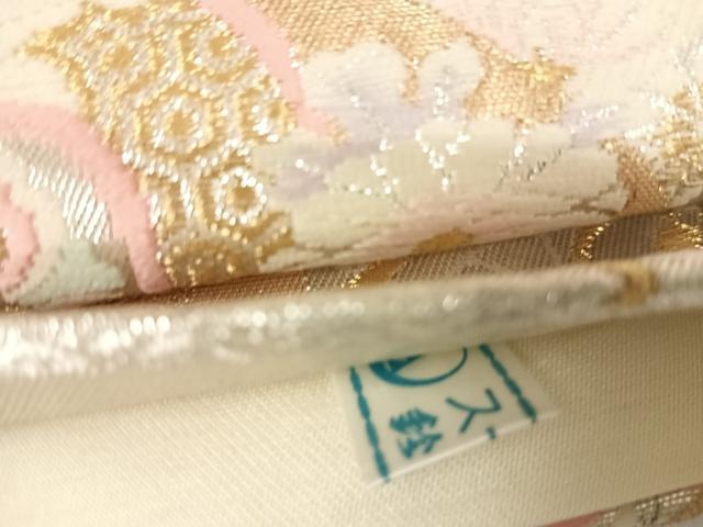 平和屋着物◎六通柄袋帯　唐織　扇面花文　金銀糸　鈴乃屋扱い　正絹　逸品　AABK4784yx