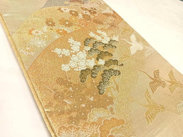平和屋着物◎佐賀錦　六通柄袋帯　飛鶴松文　金糸　正絹　逸品　AABK4788yx