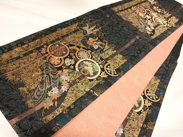 平和屋着物◎六通柄袋帯　唐織　花松文　金糸　正絹　逸品　AABK4789yx