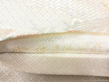平和屋着物◎宝珠本佐賀錦　六通柄袋帯　草花文　九百錦　金銀糸　正絹　逸品　AABK4796yx