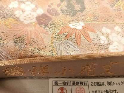 平和屋着物◎六通柄袋帯　唐織　瑞祥小花文　金糸　正絹　逸品　AABK4799yx