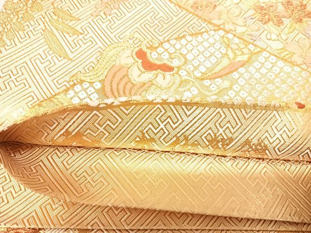 平和屋着物◎西陣　野々村織物謹製　本佐賀錦　六通柄袋帯　唐織　地紙花文　金銀糸　正絹　逸品　AABK4800yx