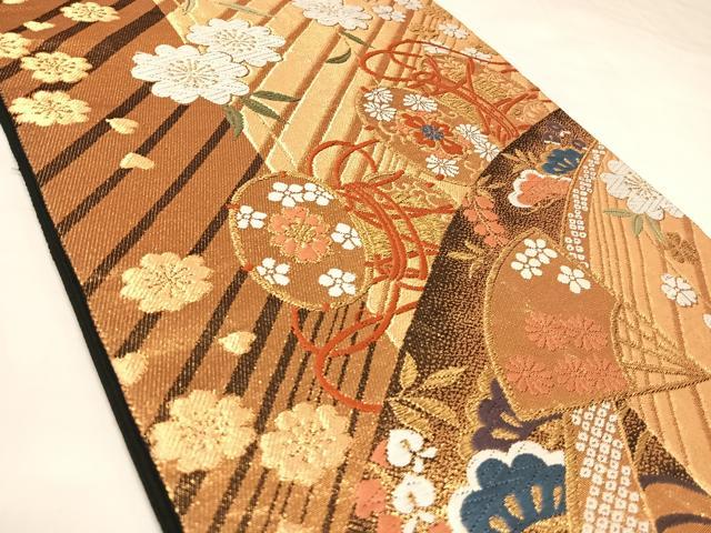 平和屋着物◎六通柄袋帯　唐織　花鼓文　金糸　正絹　逸品　AABK4801yx