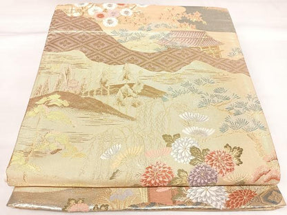 平和屋着物◎六通柄袋帯　唐織　道長花文　金銀糸　正絹　逸品　AABK4802yx