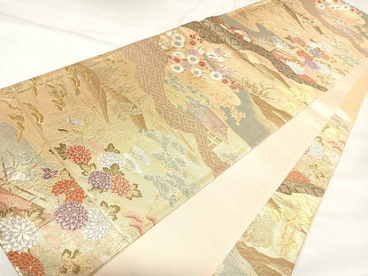 平和屋着物◎六通柄袋帯　唐織　道長花文　金銀糸　正絹　逸品　AABK4802yx