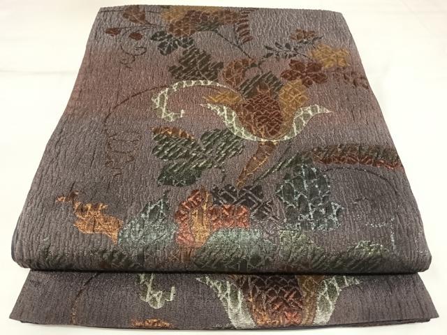 平和屋着物◎六通柄袋帯　更紗花文　金糸　正絹　逸品　AABK4809yx
