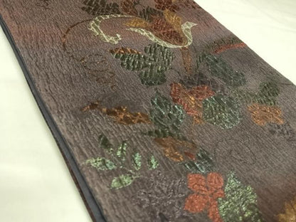 平和屋着物◎六通柄袋帯　更紗花文　金糸　正絹　逸品　AABK4809yx