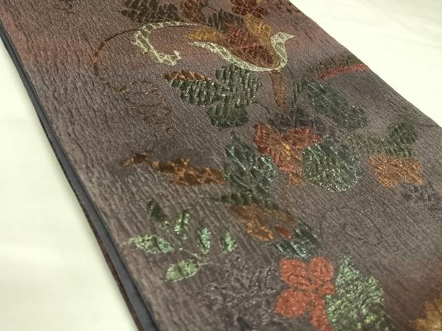 平和屋着物◎六通柄袋帯　更紗花文　金糸　正絹　逸品　AABK4809yx