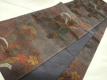 平和屋着物◎六通柄袋帯　更紗花文　金糸　正絹　逸品　AABK4809yx