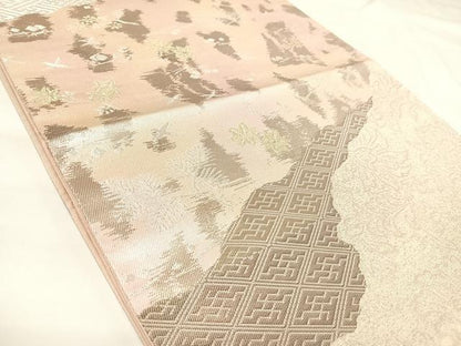 平和屋着物◎六通柄袋帯　花鳥文　金銀糸　正絹　逸品　AABK4813yx