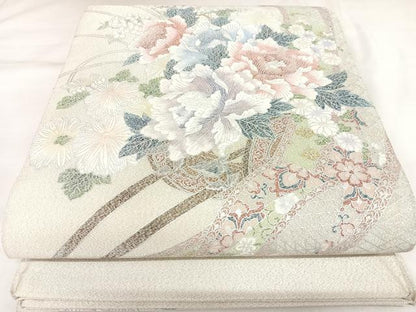 平和屋着物◎綴れ　太鼓柄袋帯　花車文　金銀糸　正絹　逸品　AABK4815yx