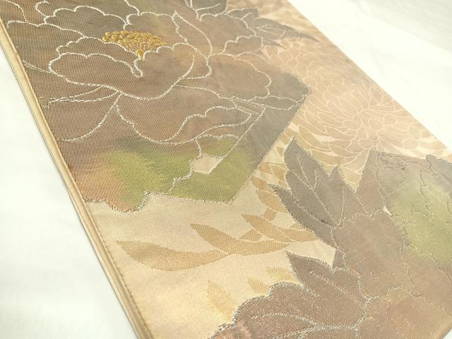 平和屋着物◎六通柄袋帯　亀甲草花文　金銀糸　正絹　逸品　AABK4818yx