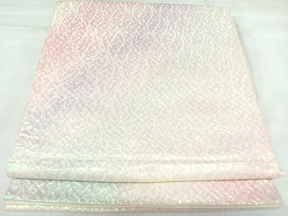 平和屋着物◎全通柄袋帯　変わり立涌文　銀糸　正絹　逸品　AABK4820yx