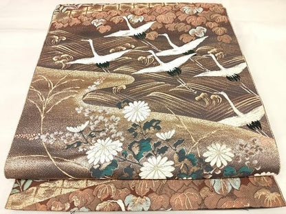 平和屋着物◎六通柄袋帯　唐織　草花琳波文　九百錦　金銀糸　正絹　逸品　AABK4823yx