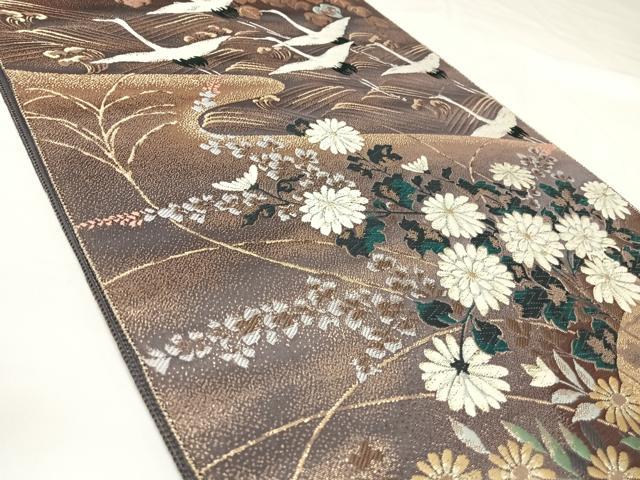 平和屋着物◎六通柄袋帯　唐織　草花琳波文　九百錦　金銀糸　正絹　逸品　AABK4823yx