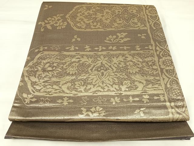 平和屋着物◎西陣　六通柄袋帯　花鳥文　金糸　正絹　逸品　AABK4832yx