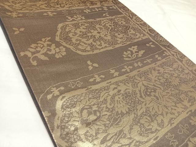 平和屋着物◎西陣　六通柄袋帯　花鳥文　金糸　正絹　逸品　AABK4832yx