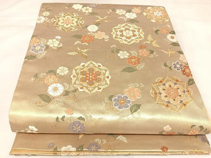 平和屋着物◎六通柄袋帯　唐織　鳳凰花文　金糸　正絹　逸品　AABK4834yx