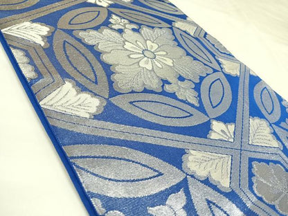 平和屋着物◎六通柄袋帯　花丸文　銀糸　正絹　逸品　AABK4843yx
