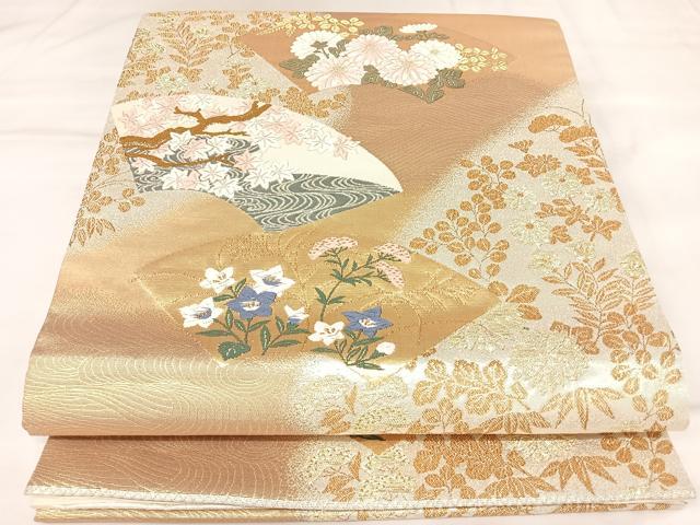 平和屋着物◎西陣　六通柄袋帯　唐織　琳派百図　金銀糸　反端付き　正絹　逸品　AABK4845yx