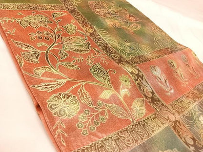 平和屋着物◎六通柄袋帯　更紗花文　正絹　逸品　AABK4848yx