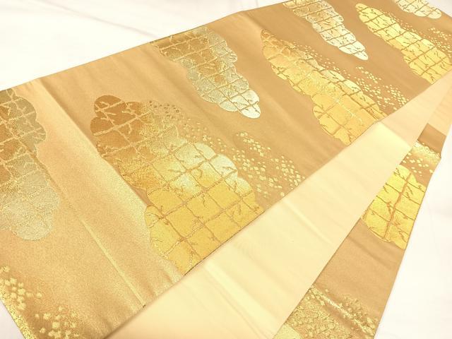 平和屋着物◎六通柄袋帯　雲重ね文　金糸　正絹　逸品　AABK4863yx