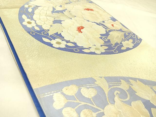 平和屋着物◎六通柄袋帯　唐織　花鳥文　銀糸　正絹　逸品　AABK4864yx