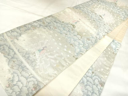 平和屋着物◎六通柄袋帯　唐織　百選孔雀文　金銀糸　正絹　逸品　AABK4865yx